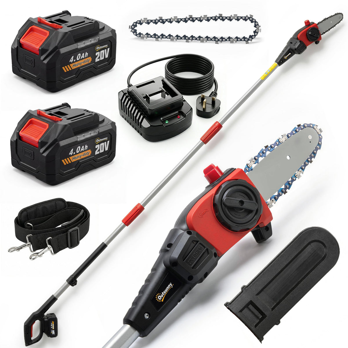 18V 8" Cordless Pole Chainsaw with 2 Batteries and Charger — product view 2
