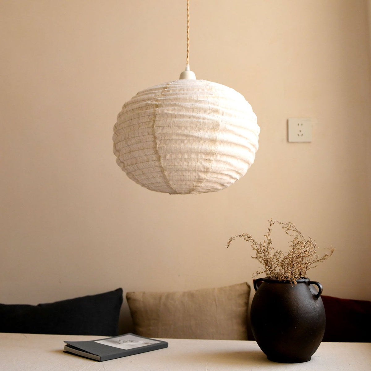 Cocoon Ribbed Sphere Pendant Light — product view 5