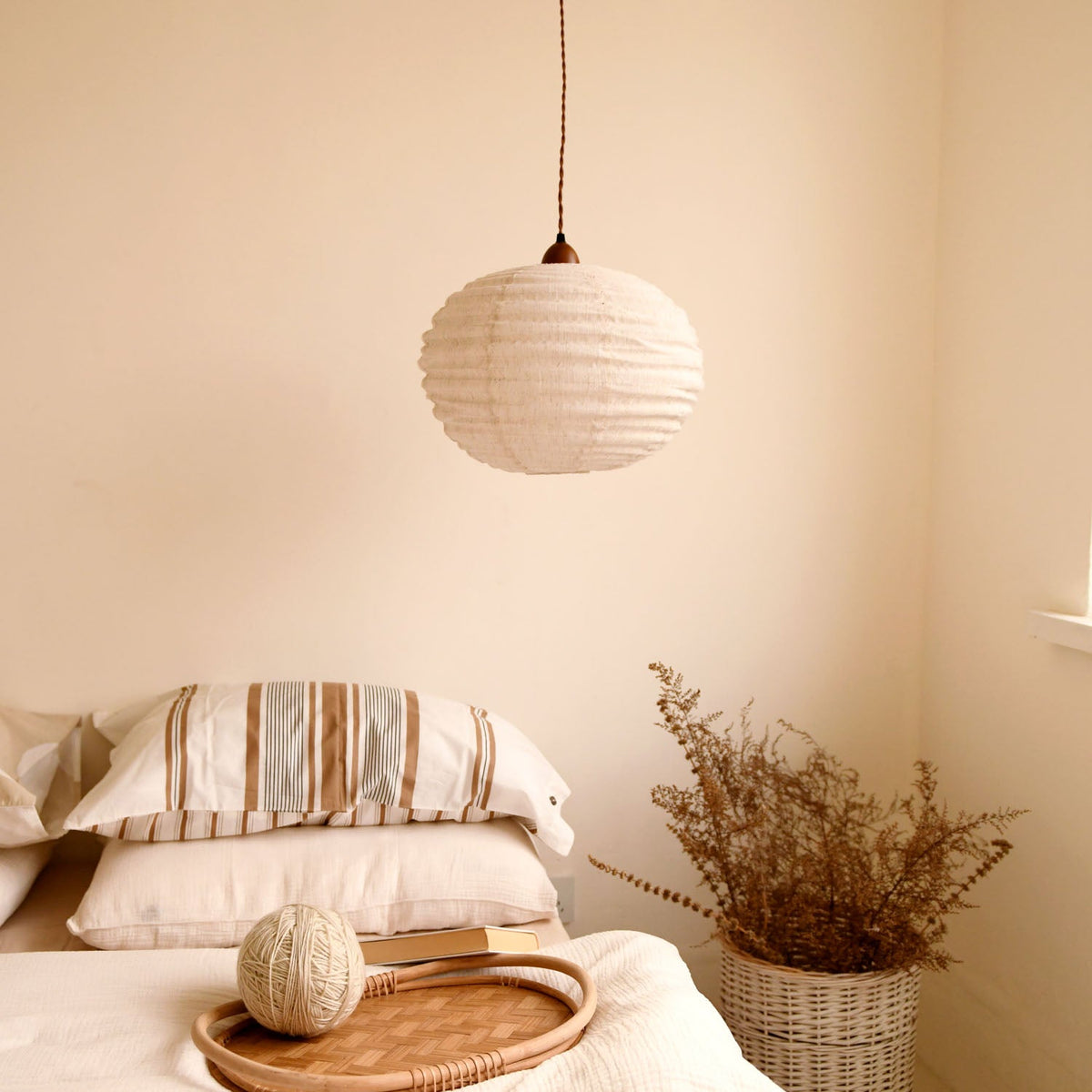 Cocoon Ribbed Sphere Pendant Light — product view 3