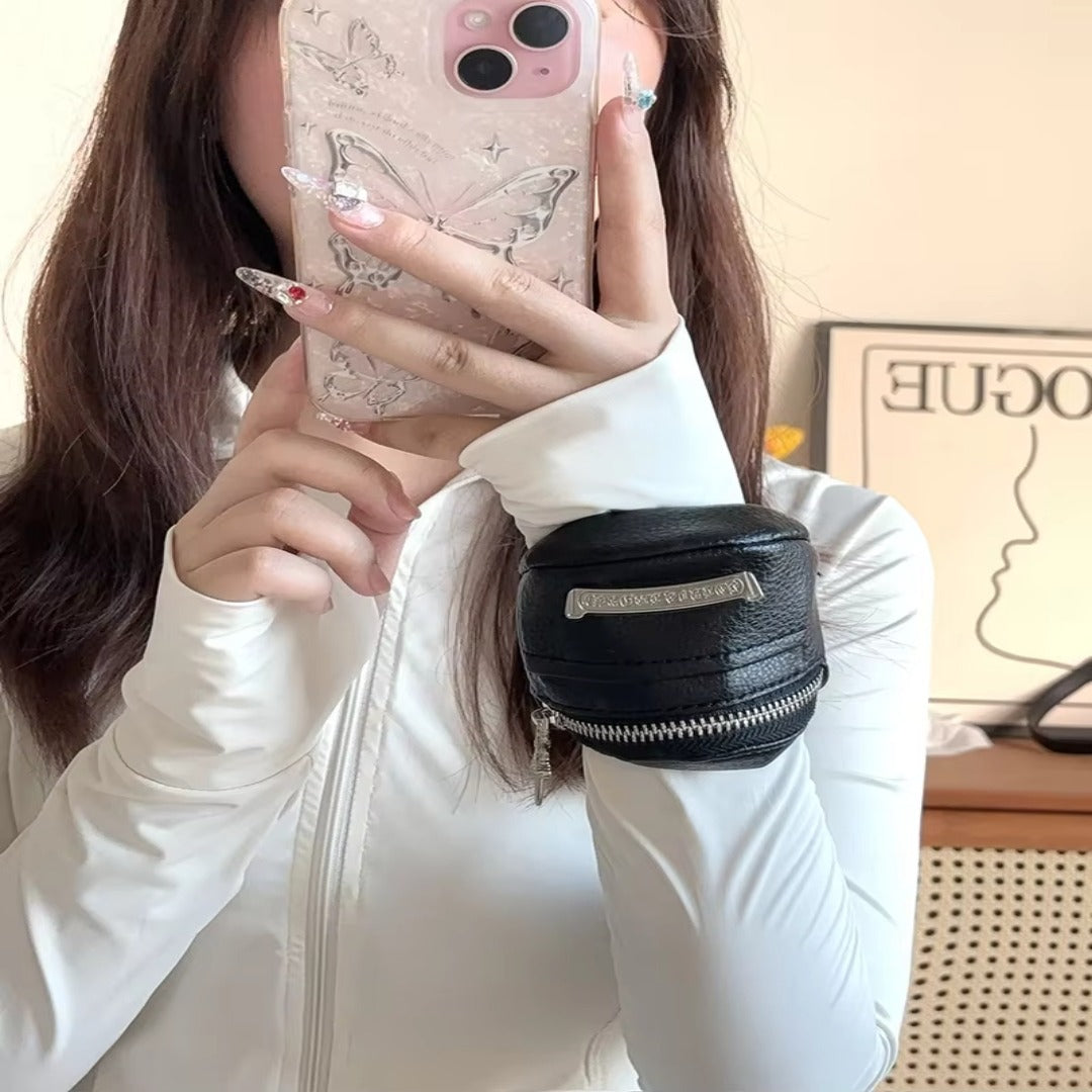 Mini Korean-Style PU Wrist Bag with Zipper Pocket — product view 1