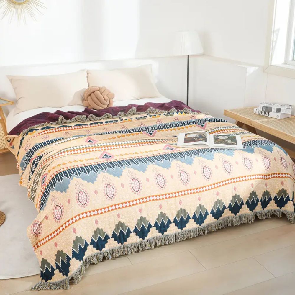 LoungeYard | Cozy Artisan Patterned Cotton Throw Blanket — product view 1