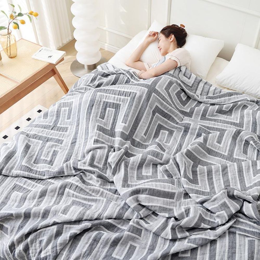 LoungeYard | Geo Maze Cotton Blanket — product view 1
