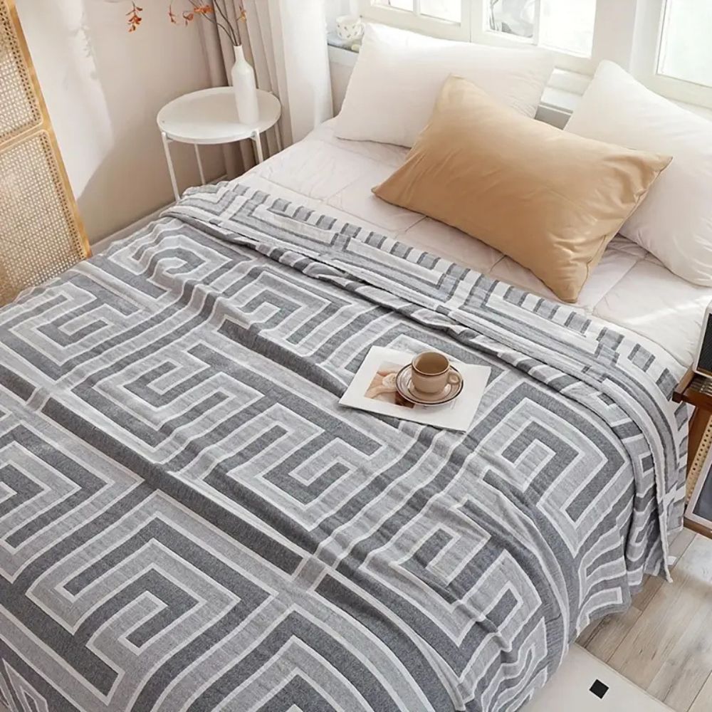 LoungeYard | Geo Maze Cotton Blanket — product view 3