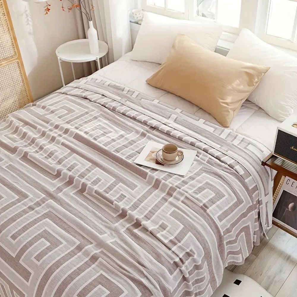 LoungeYard | Geo Maze Cotton Blanket — product view 2