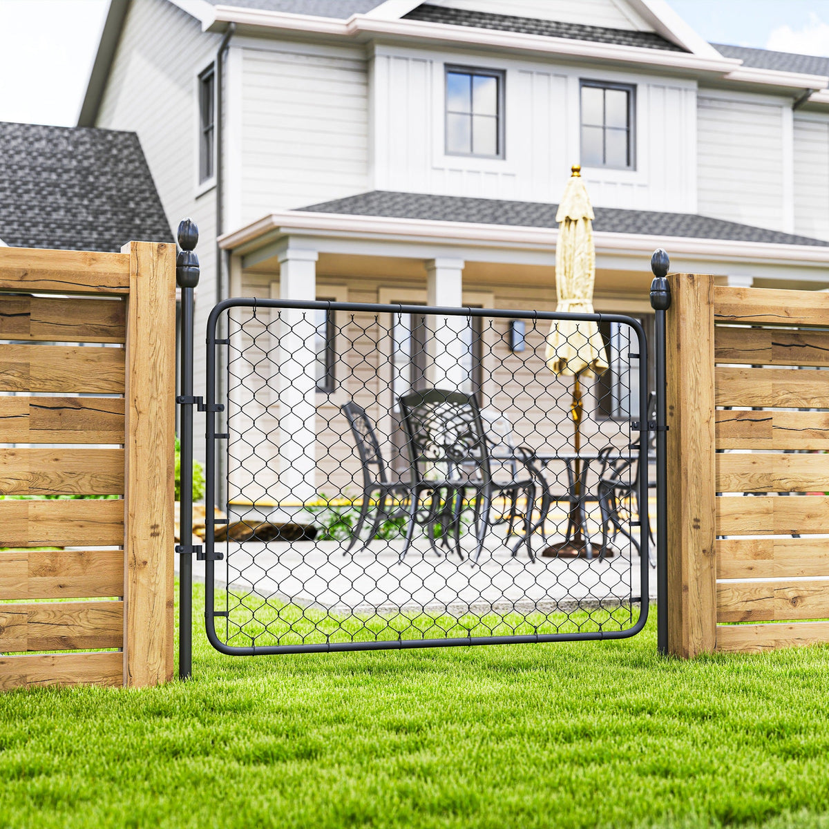 26-71 in. W x 4 ft. H Chain Link Fence Gate, Black — product view 4