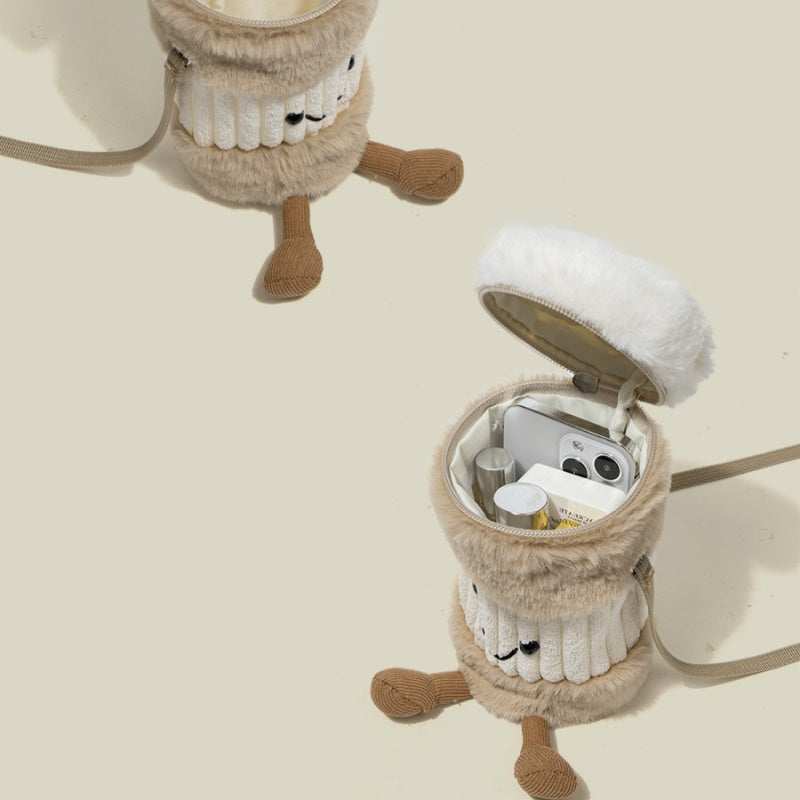 LoungeYard | Cute Happy Coffee Mug Holder Plush Bag — product view 4