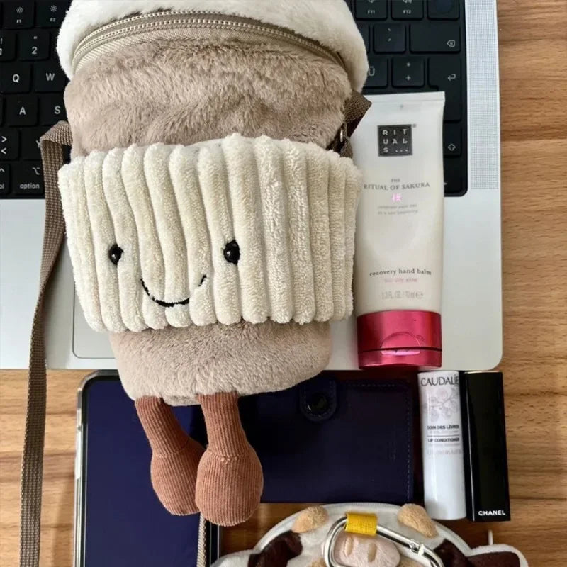 LoungeYard | Cute Happy Coffee Mug Holder Plush Bag — product view 2