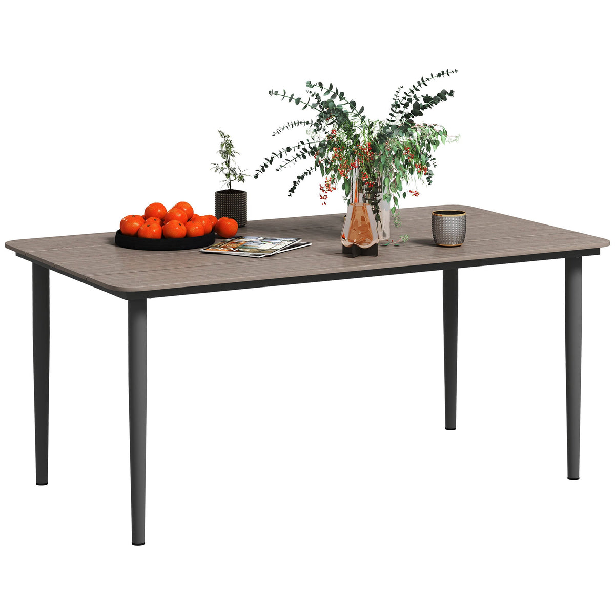 160 x 90 x 74 cm Garden Dining Table for 6 with WPC Top, Dark Grey — product view 1