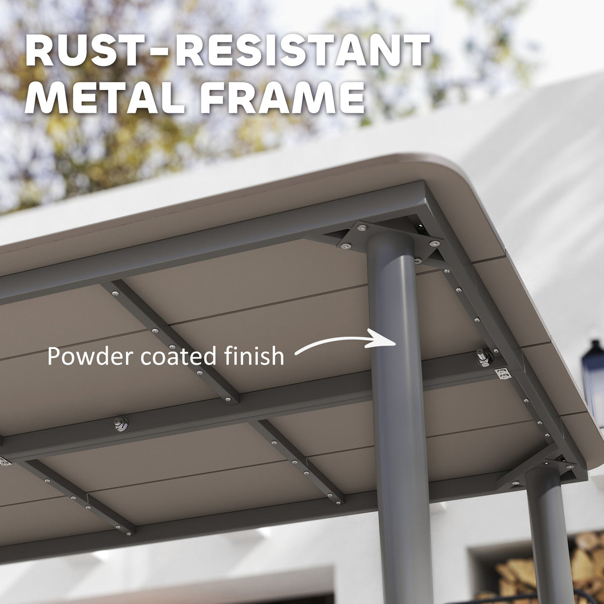 160 x 90 x 74 cm Garden Dining Table for 6 with WPC Top, Dark Grey — product view 7