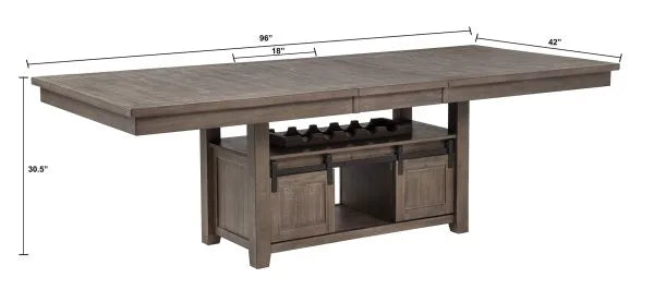 Best Quality Mathias Walnut Finish Wood Traditional Dining Table Set with Leaf – D760D7-7PC — product view 4