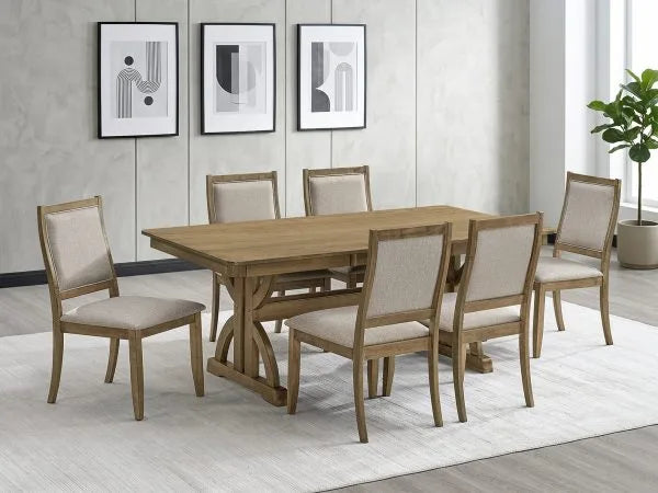 Best Quality Manard Ash Brown Finish Wood Traditional 7-Piece Dining Table Set – D920D7-7PC — product view 1