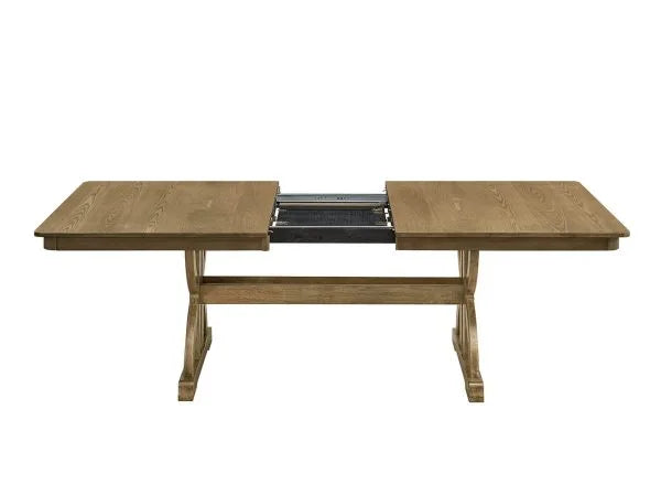 Best Quality Manard Ash Brown Finish Wood Traditional Dining Table Set with Butterfly Leaf – D921D7-7PC — product view 4