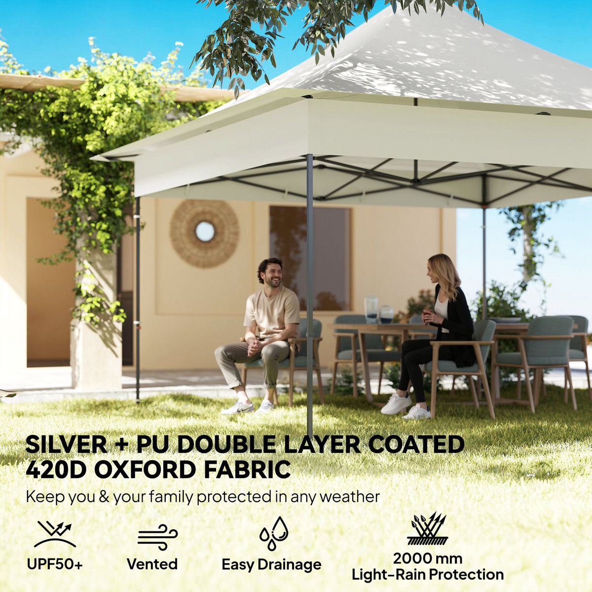 12 x 12 ft Pop Up Canopy Tent with Sidewalls and Wheeled Bag, Silver — product view 7