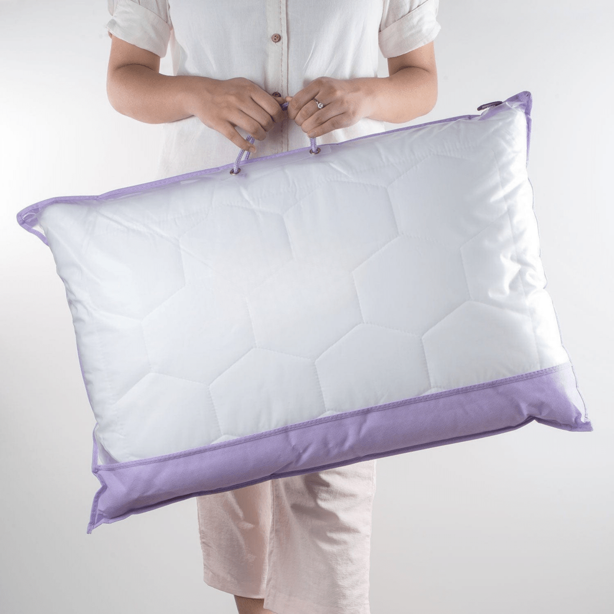 LoungeYard | Veluvon Serenity Pillow | Hypoallergenic & Antibacterial | With Lavender Scent | Soft Sleeping Pillow for Sensitive Skin — product view 2