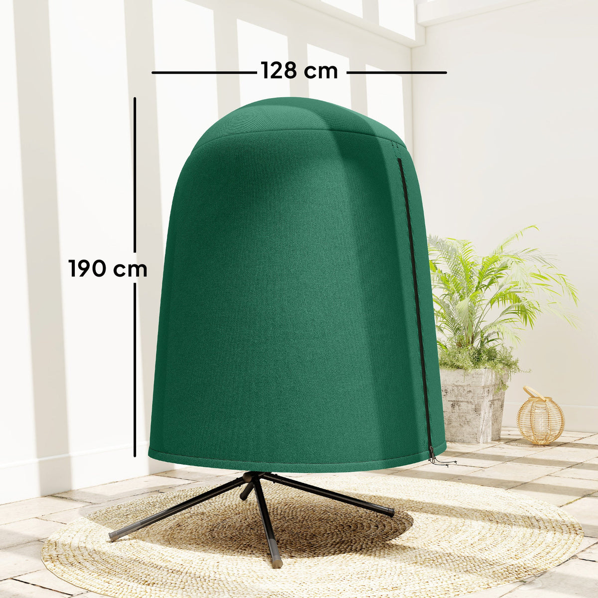 Hanging Egg Chair Cover with Zipper, 420D Oxford for 128 x 190H cm Stand, Green — product view 5