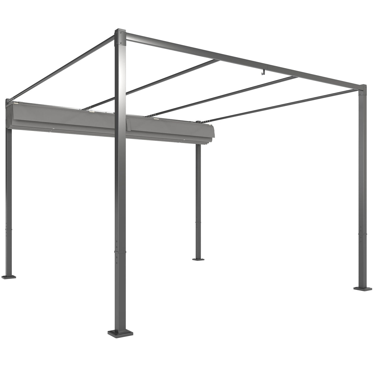3 x 3m Garden Pergola with Retractable Roof & Magnetic Fixing, Grey — product view 2