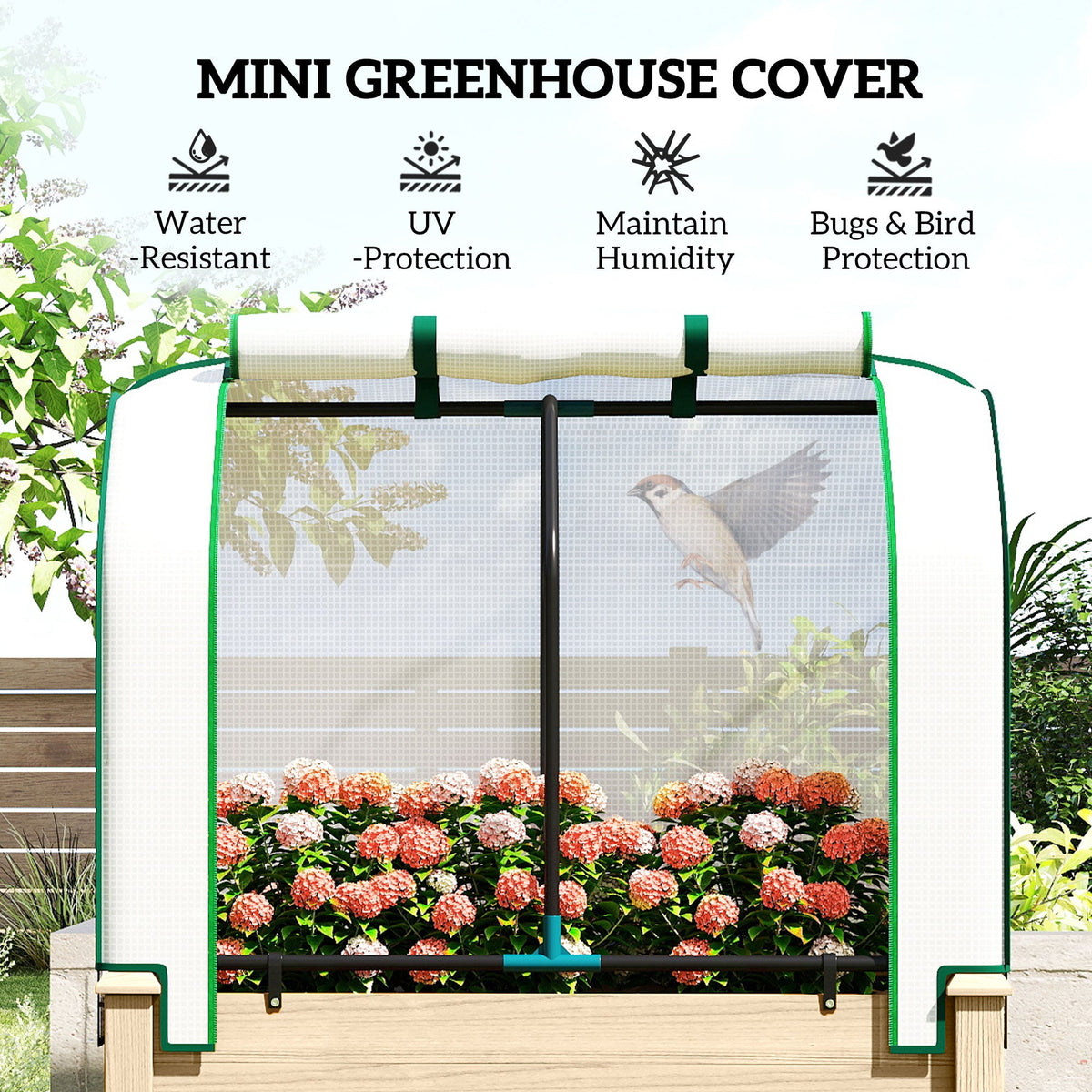 35" x 22" x 47" Raised Garden Bed with PE Cover, Natural — product view 6