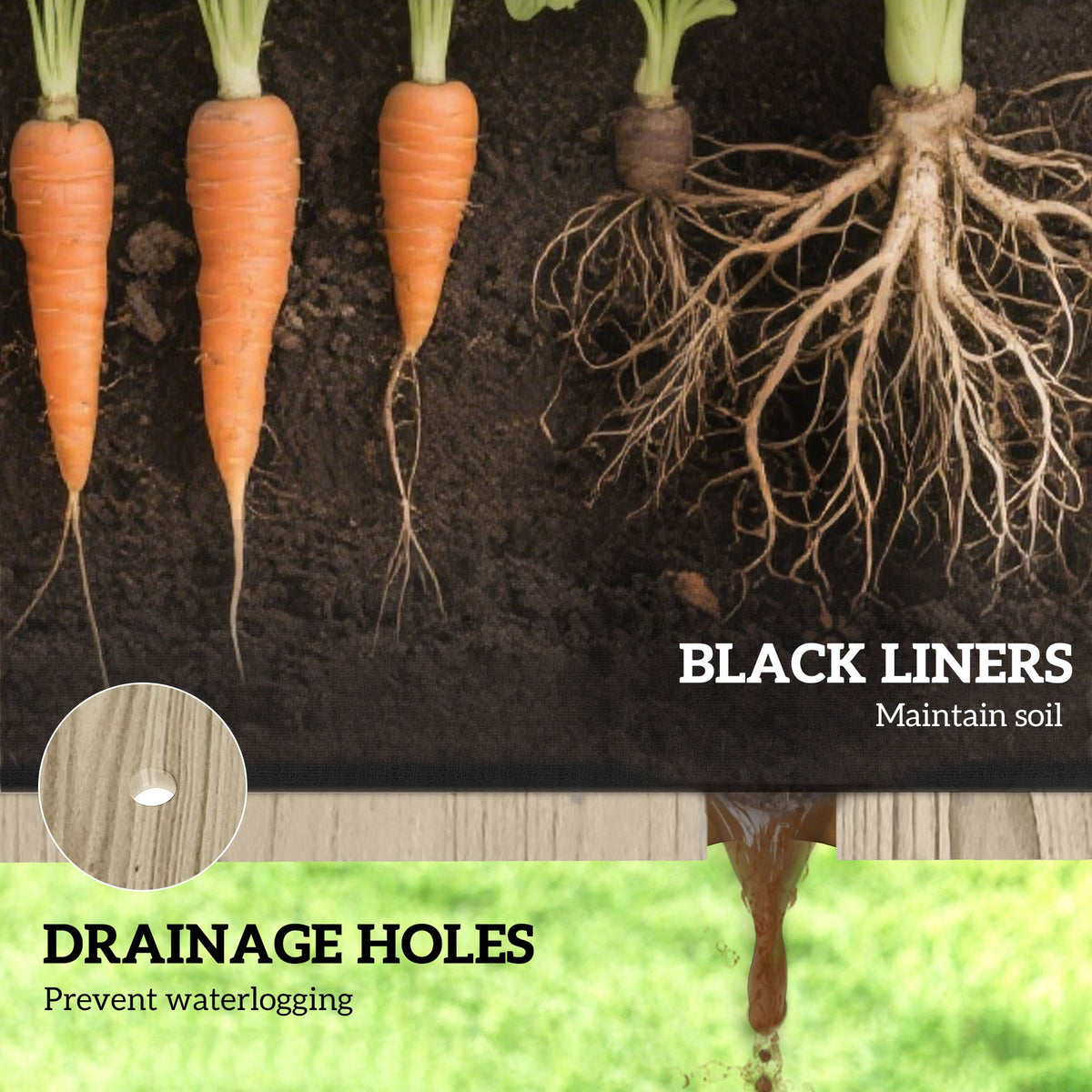 35" x 22" x 47" Raised Garden Bed with PE Cover, Natural — product view 7