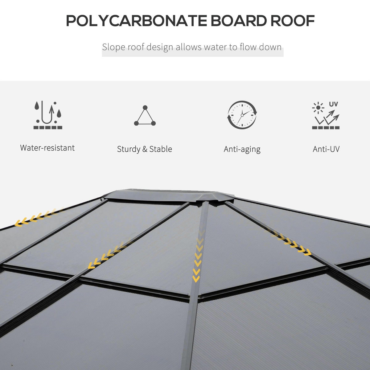 3 x 3.6m Hardtop Gazebo with Polycarbonate Roof & Curtains, Grey — product view 6