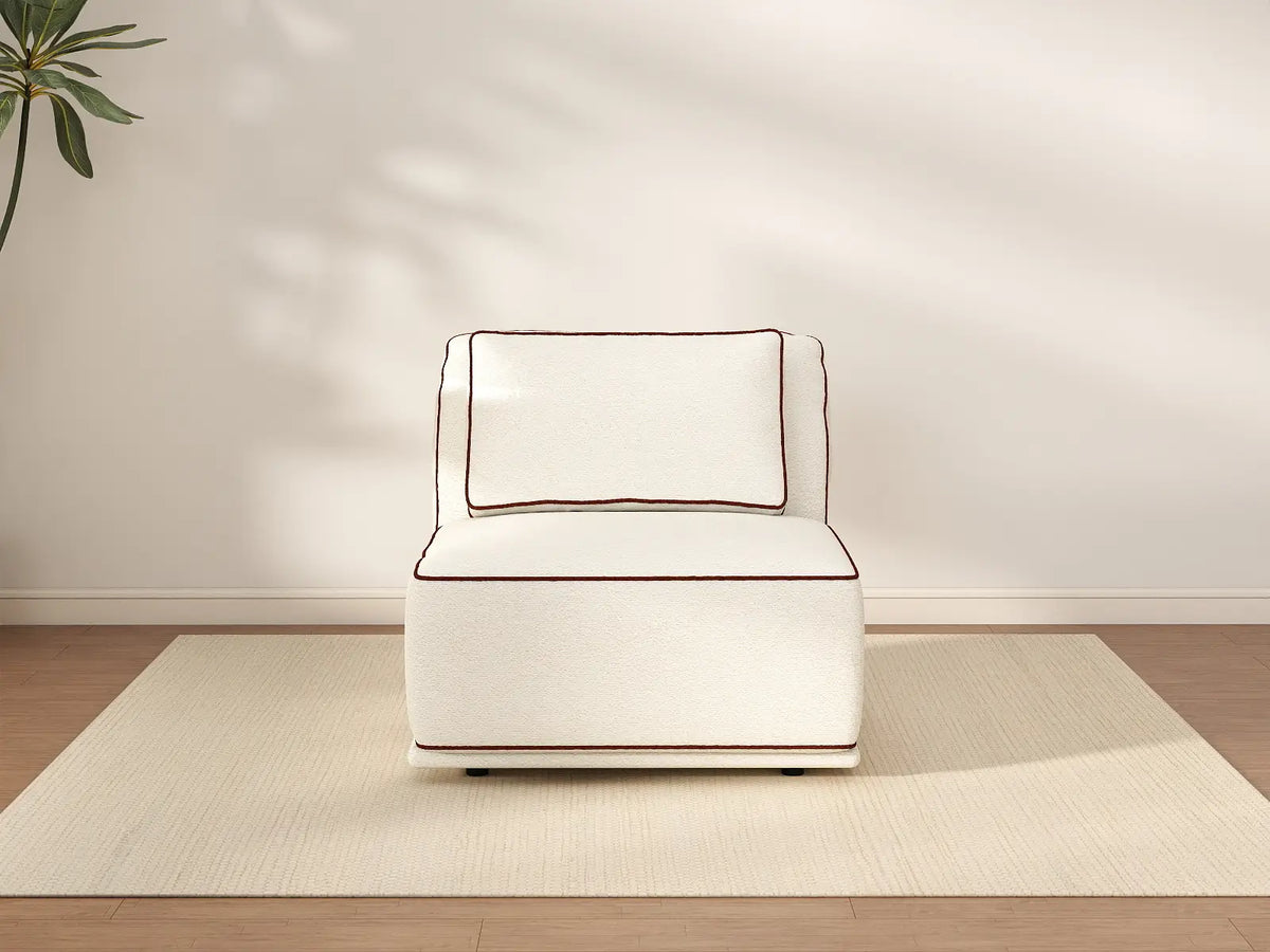 Deluxe Cloud 1-Seater Beige Small Space Single Sofa | 1-Piece, Bouclé Sherpa-Like Fabric, Easy To Clean — product view 1