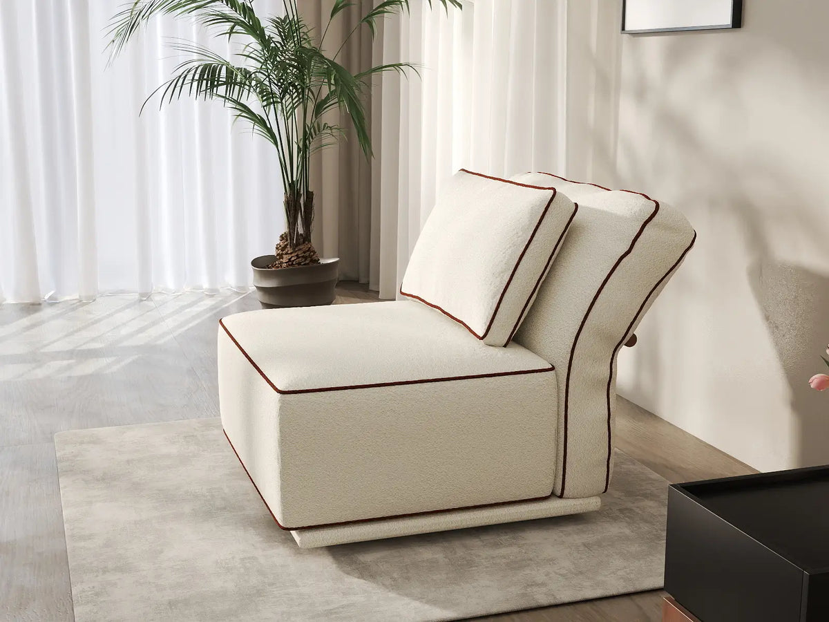 Deluxe Cloud 1-Seater Beige Small Space Single Sofa | 1-Piece, Bouclé Sherpa-Like Fabric, Easy To Clean — product view 4