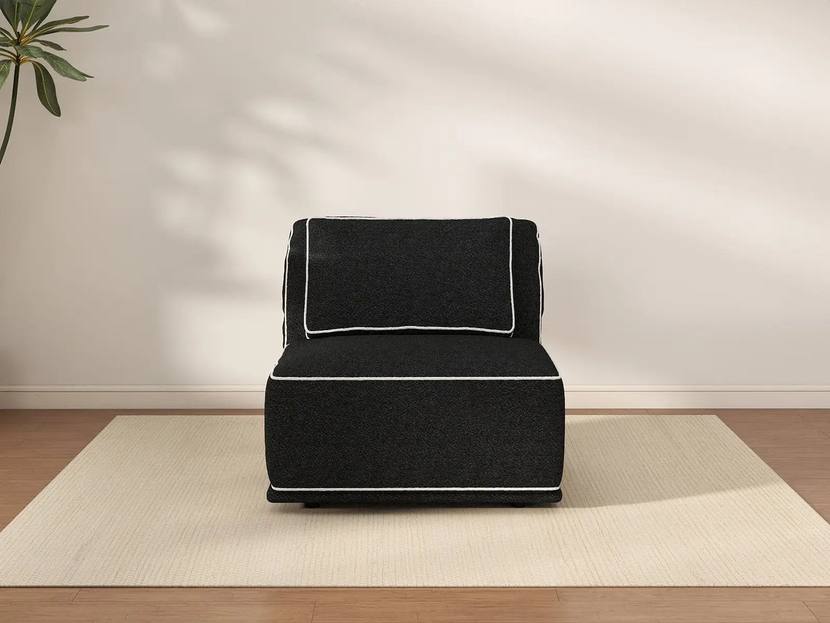 Deluxe Cloud 1-Seater Black Small Space Single Sofa | 1-Piece, Bouclé Sherpa-Like Fabric, Easy To Clean — product view 1
