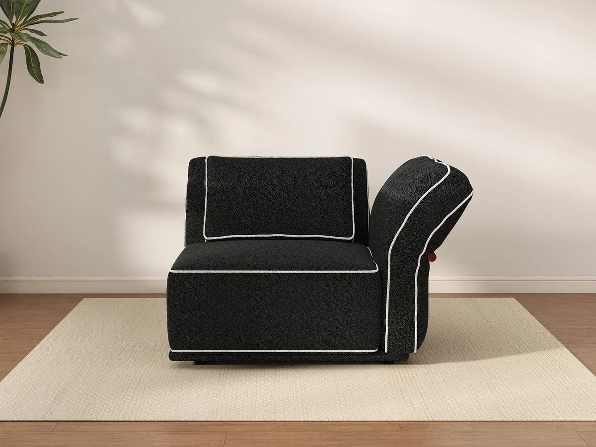 Deluxe Cloud 1-Seater Black Small Space Single Sofa | 1-Piece, Bouclé Sherpa-Like Fabric, Easy To Clean — product view 1