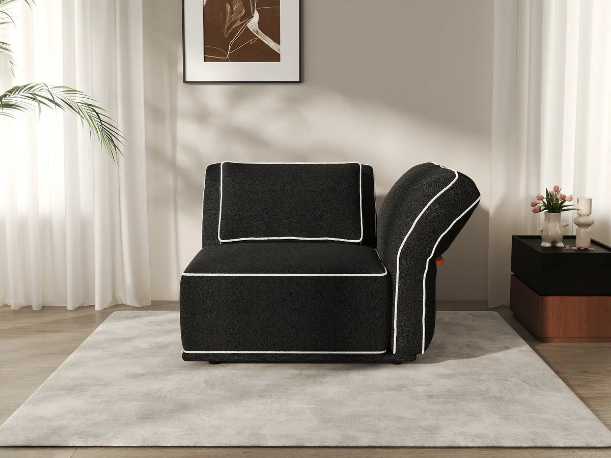 Deluxe Cloud 1-Seater Black Small Space Single Sofa | 1-Piece, Bouclé Sherpa-Like Fabric, Easy To Clean — product view 3