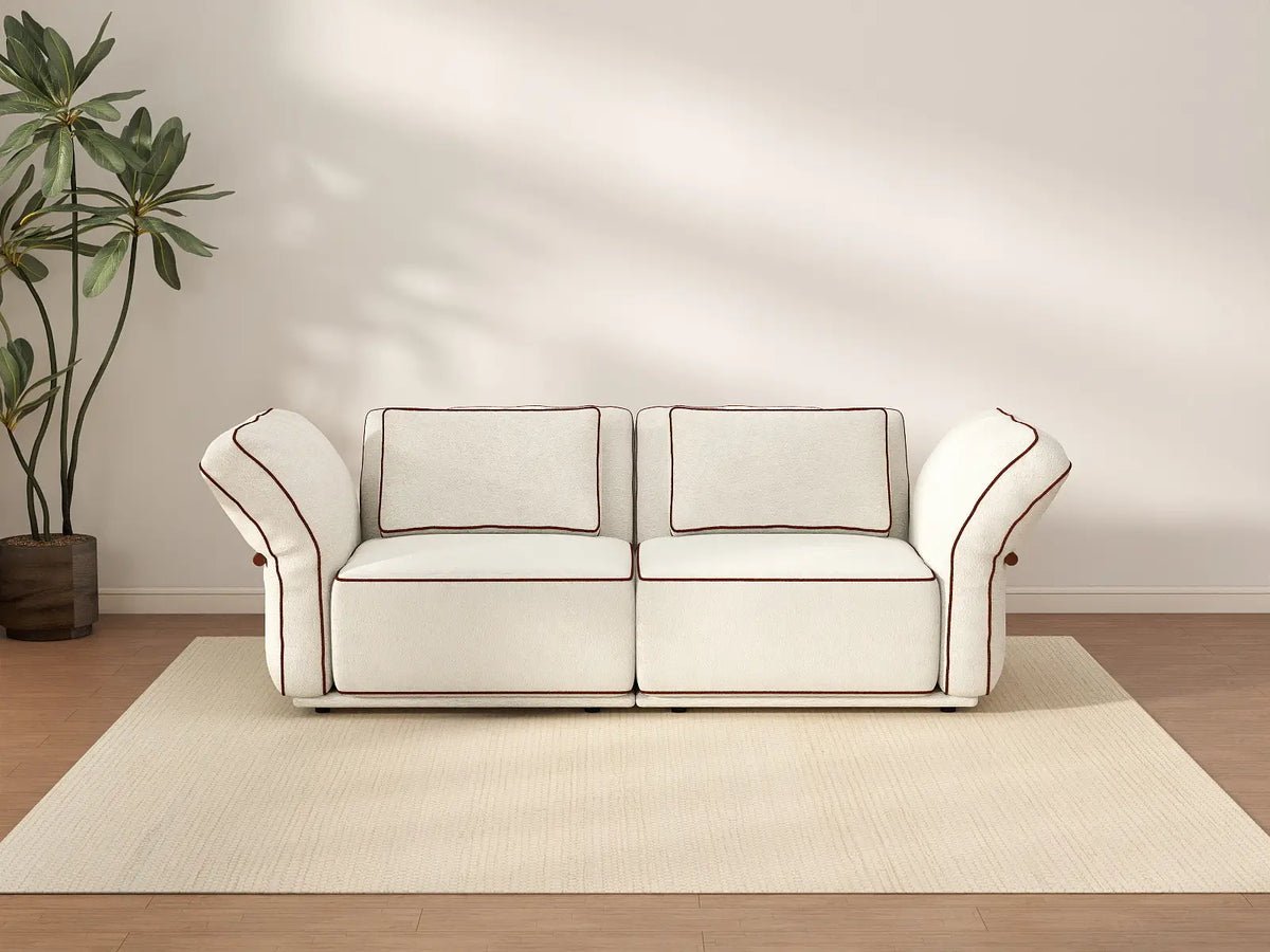 Deluxe Cloud 2-Seater Beige Small Space Loveseat | 2-Piece, Bouclé Sherpa-Like Fabric, Easy To Clean — product view 1