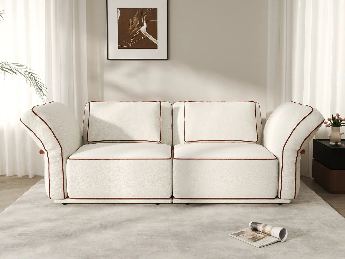 Deluxe Cloud 2-Seater Beige Small Space Loveseat | 2-Piece, Bouclé Sherpa-Like Fabric, Easy To Clean — product view 3