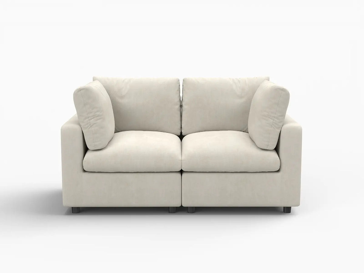 Deluxe Cloud 2-Seater Beige Small Space Loveseat | 2-Piece, Linen-Blend Chenille Fabric, Easy To Clean — product view 7