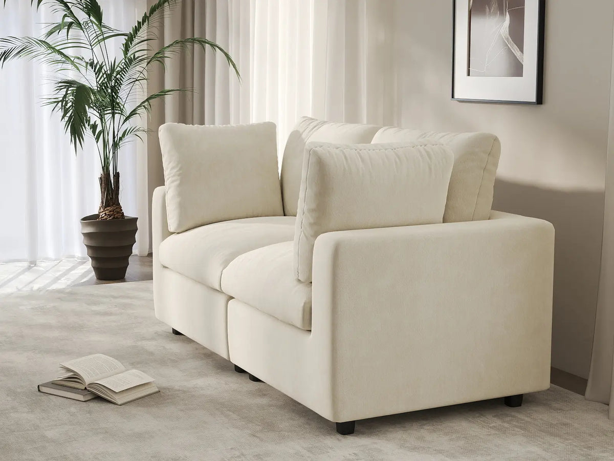Deluxe Cloud 2-Seater Beige Small Space Loveseat | 2-Piece, Linen-Blend Chenille Fabric, Easy To Clean — product view 3