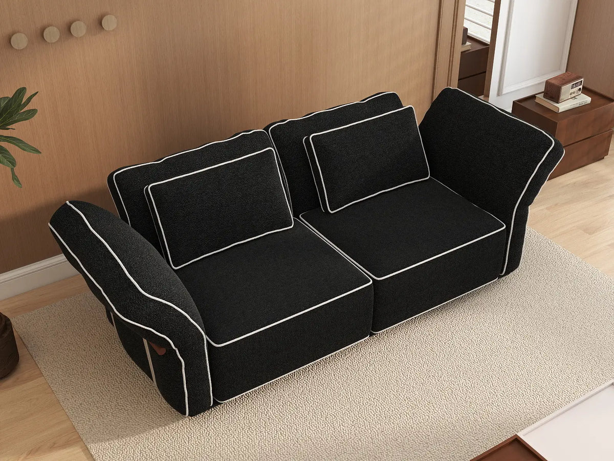 Deluxe Cloud 2-Seater Black Small Space Loveseat | 2-Piece, Bouclé Sherpa-Like Fabric, Easy To Clean — product view 5
