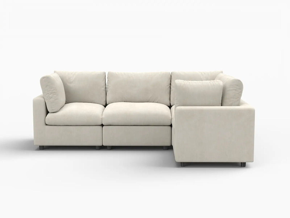 Deluxe Cloud 4-Seater Beige Large Space L-Shaped Sectional | 4-Piece, Linen-Blend Chenille Fabric, Easy To Clean — product view 7