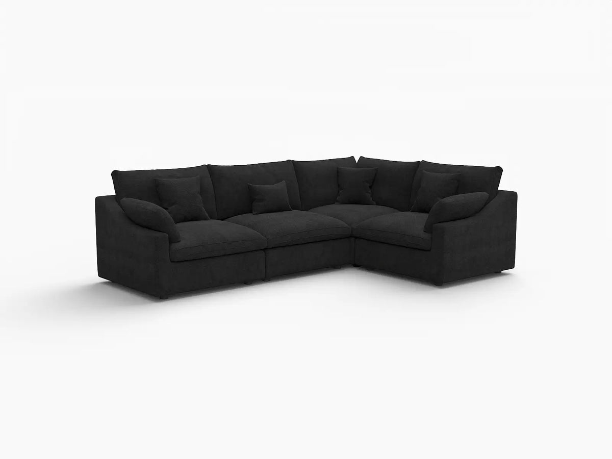 Deluxe Slope Cloud Sectional Sofa Covers | Black Chenille and Linen Sofa Cover for 4-Seater — product view 2