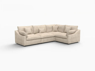 Deluxe Slope Cloud Sectional Sofa Covers | Khaki Chenille and Linen Sofa Cover for 4-Seater