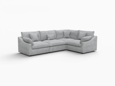 Deluxe Slope Cloud Sectional Sofa Covers | Light Grey Chenille and Linen Sofa Cover for 4-Seater