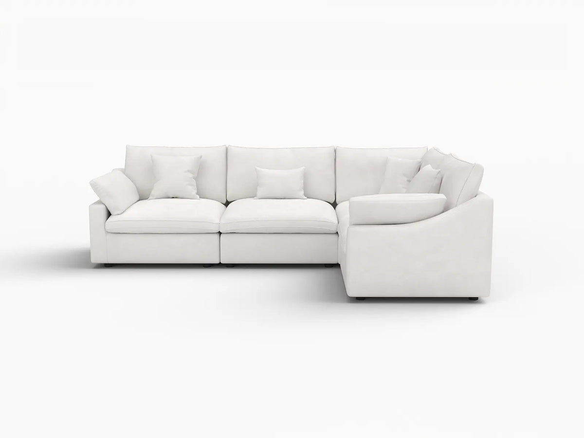 Deluxe Slope Cloud Sectional Sofa Covers | White Chenille and Linen Sofa Cover for 4-Seater — product view 1