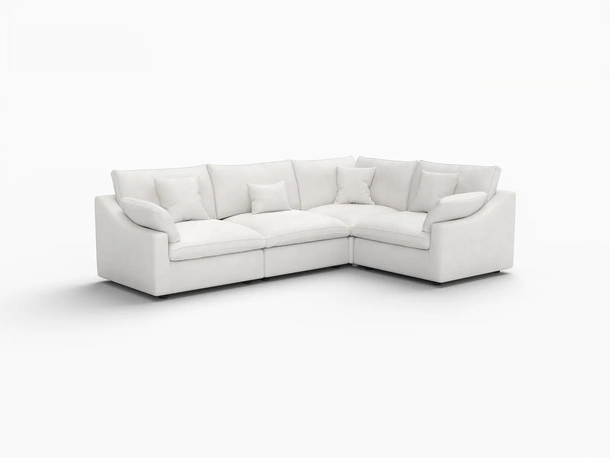 Deluxe Slope Cloud Sectional Sofa Covers | White Chenille and Linen Sofa Cover for 4-Seater — product view 2