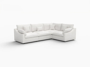 Deluxe Slope Cloud Sectional Sofa Covers | White Chenille and Linen Sofa Cover for 4-Seater