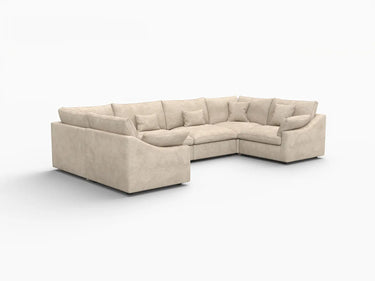 Deluxe Slope Cloud Sectional Sofa Covers | Khaki Chenille and Linen Sofa Cover for 6-Seater