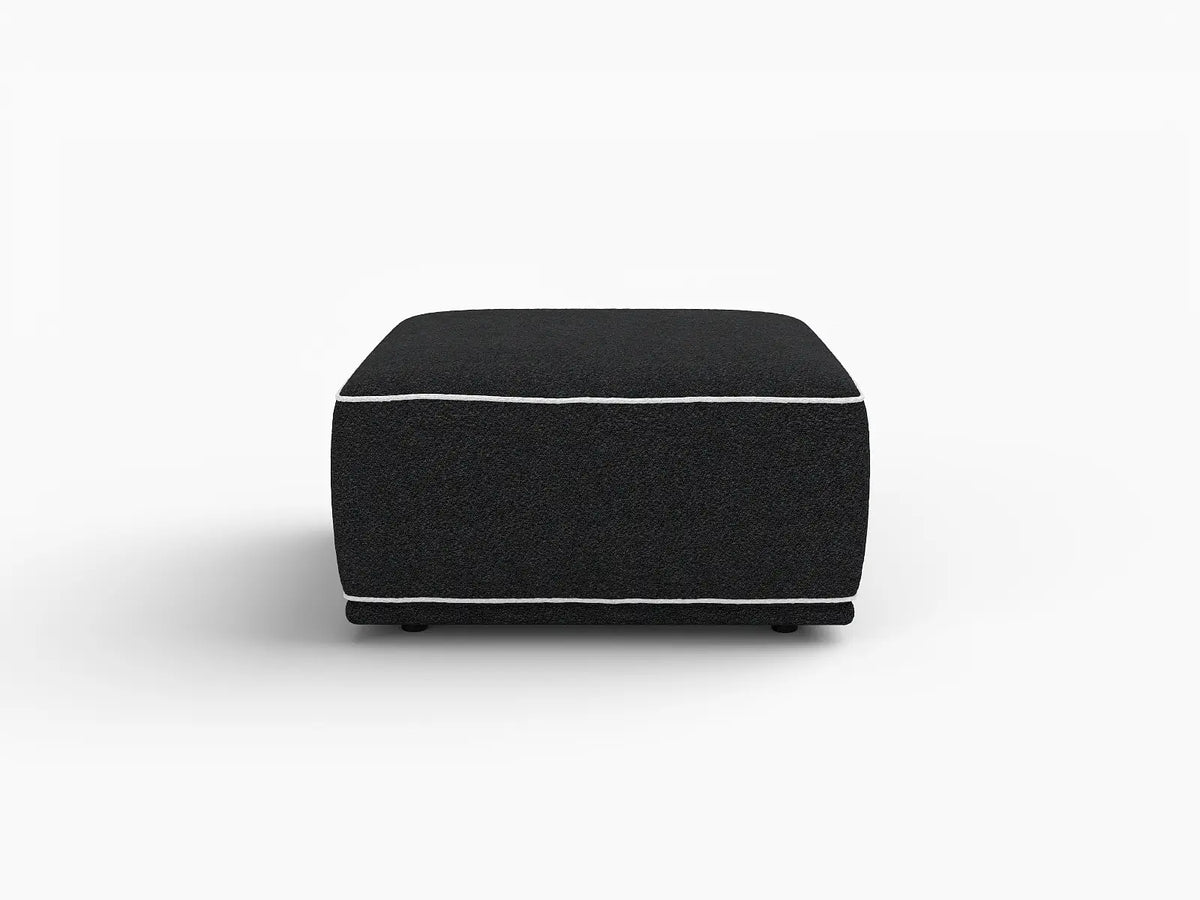 Deluxe Cloud Black Small Space Ottoman | 1-Piece (Includes 1 Ottoman), Bouclé Sherpa-Like Fabric, Easy To Clean — product view 7