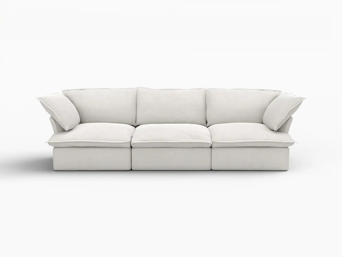 Deluxe Linen Cloud Sectional Sofas Covers | White Cotton and Linen Sofa Covers for 3-Seater — product view 1