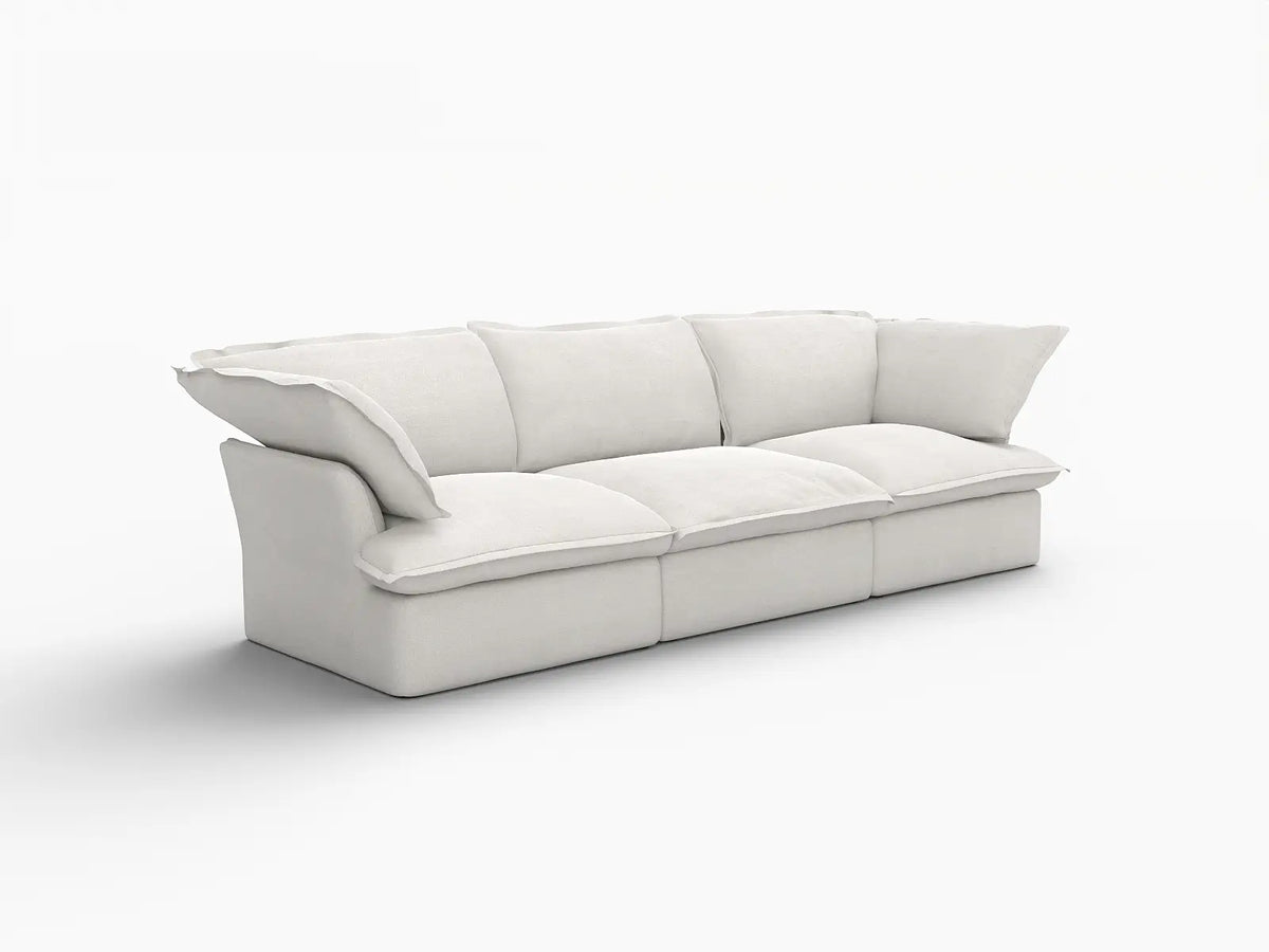 Deluxe Linen Cloud Sectional Sofas Covers | White Cotton and Linen Sofa Covers for 3-Seater — product view 2