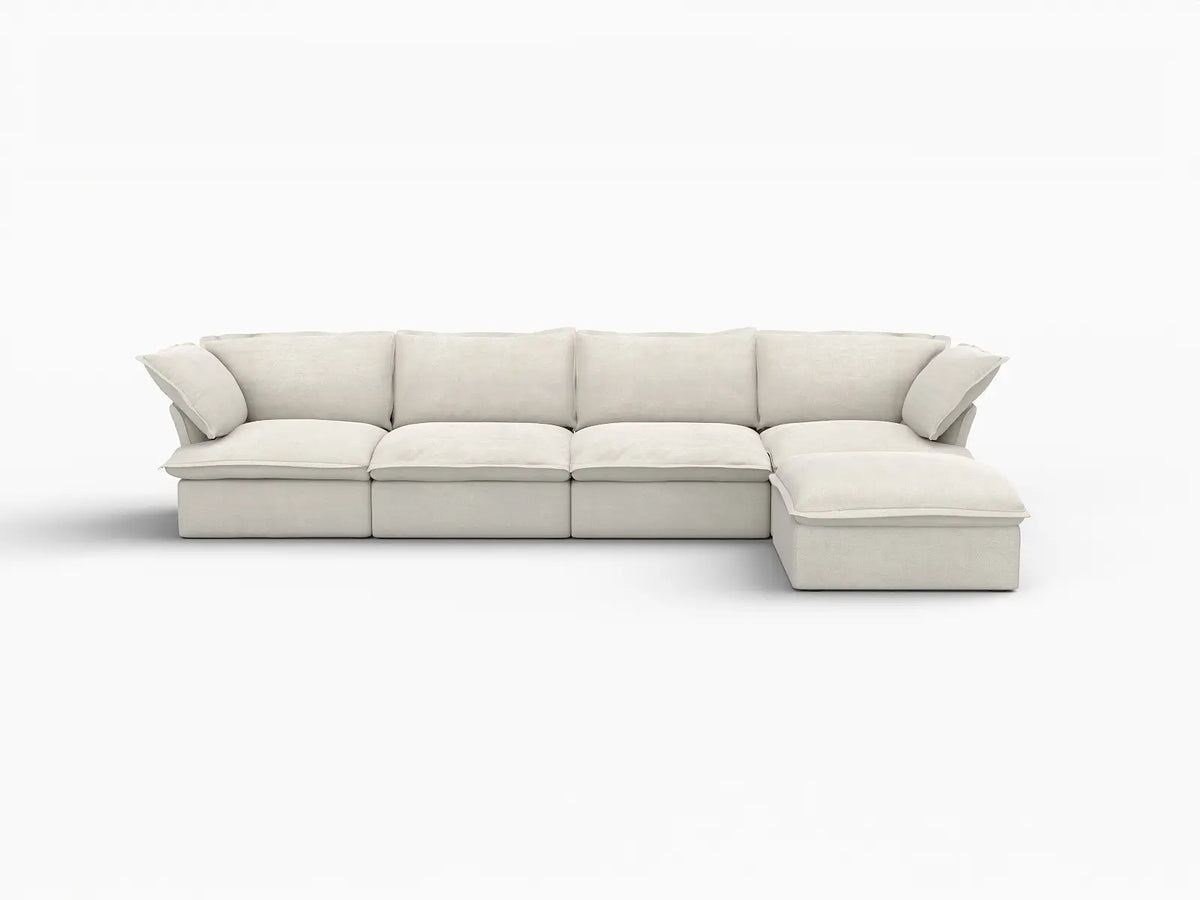 Deluxe Linen Cloud Sectional Sofas Covers | Beige Cotton and Linen Sofa Cover for 4-Seater — product view 1