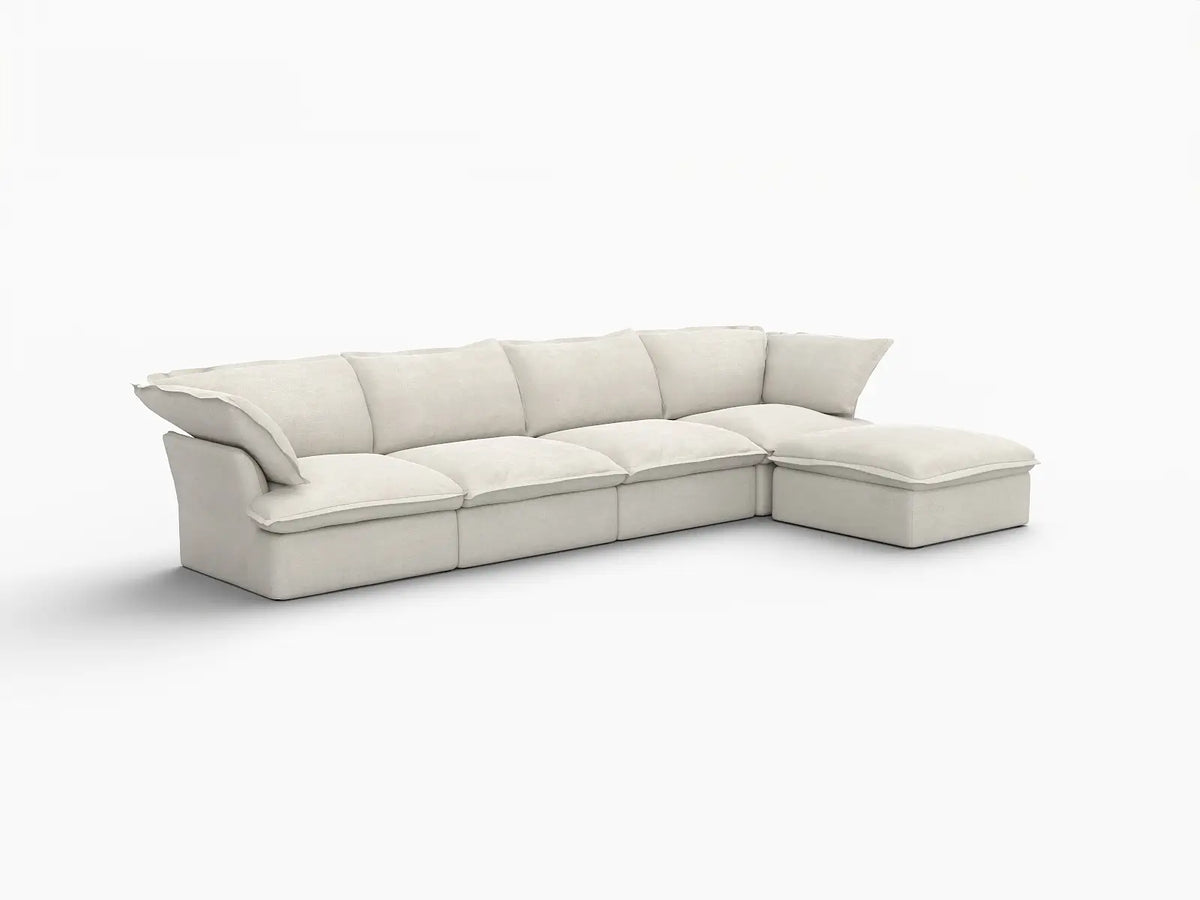 Deluxe Linen Cloud Sectional Sofas Covers | Beige Cotton and Linen Sofa Cover for 4-Seater — product view 2