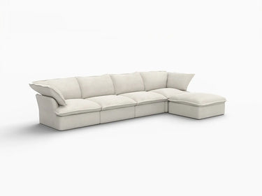Deluxe Linen Cloud Sectional Sofas Covers | Beige Cotton and Linen Sofa Cover for 4-Seater