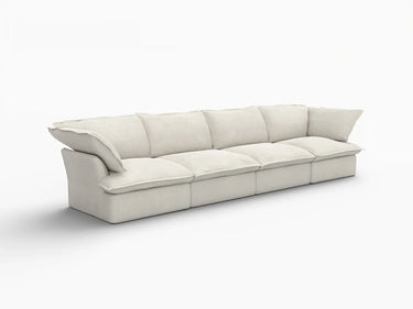 Deluxe Linen Cloud Sectional Sofas Covers | Beige Cotton and Linen Sofa Cover for 4-Seater