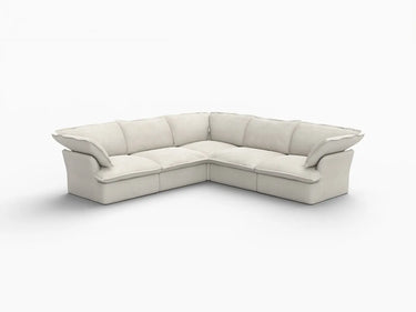 Deluxe Linen Cloud Sectional Sofas Covers | Beige Cotton and Linen Sofa Cover for 5-Seater