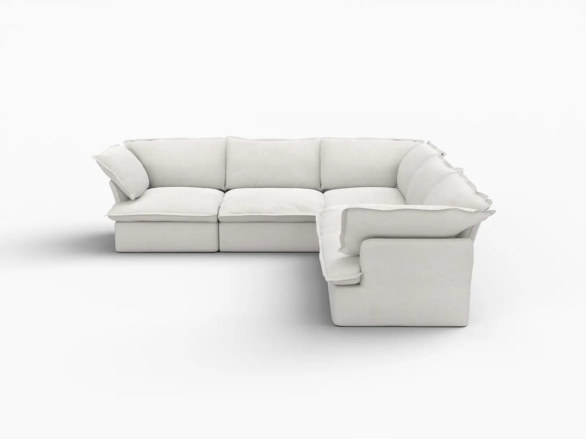 Deluxe Linen Cloud Sectional Sofas Covers | White Cotton and Linen Sofa Covers for 5-Seater — product view 1